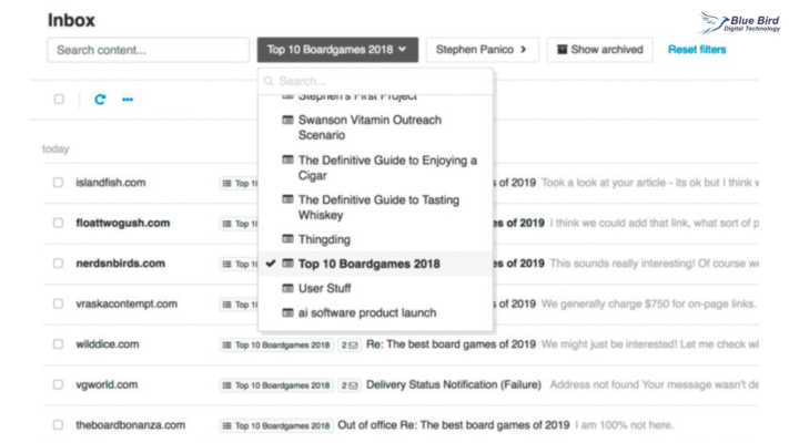 BuzzStream email personalization screen showing contact details and message templates