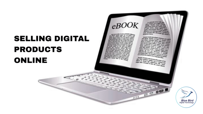 Laptop Screen Showing Ebook Covers and Digital Products