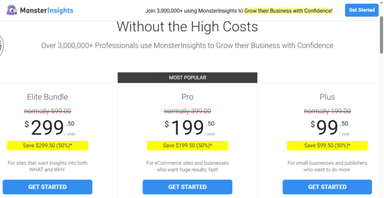 MonsterInsights Pricing