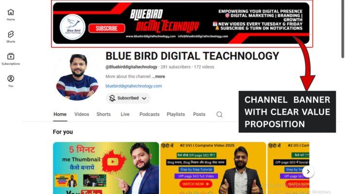 Channel banner with clear value