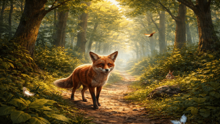 Hungry_Fox_Searching_For_Food_In_Forest