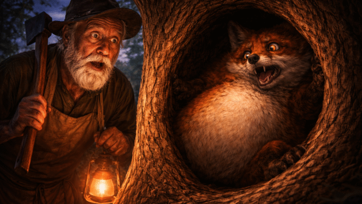 hungry fox story The Woodcutter’s Surprise