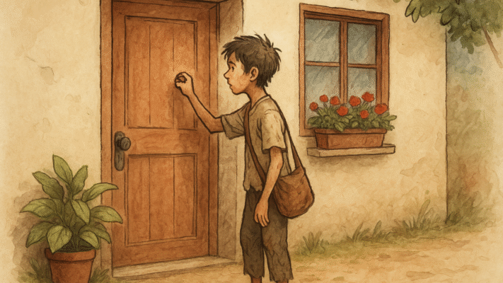 boy-knocking-door-for-water-a-glass-of-milk-story