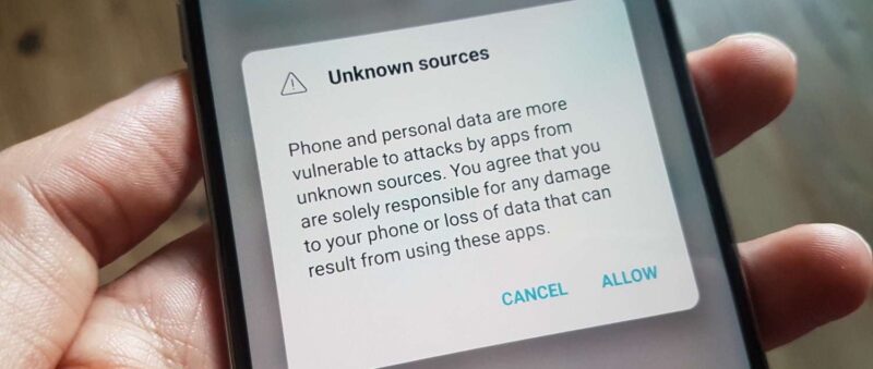 Android security settings Warning screen for unknown app installation